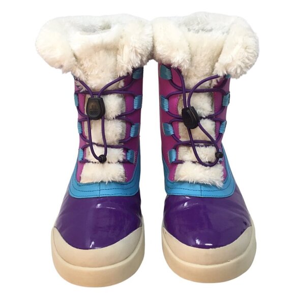 Merrell Spruzzi Boots Waterproof Winter Kids Girls Snow 6M Purple Blue Furry - Picture 4 of 10